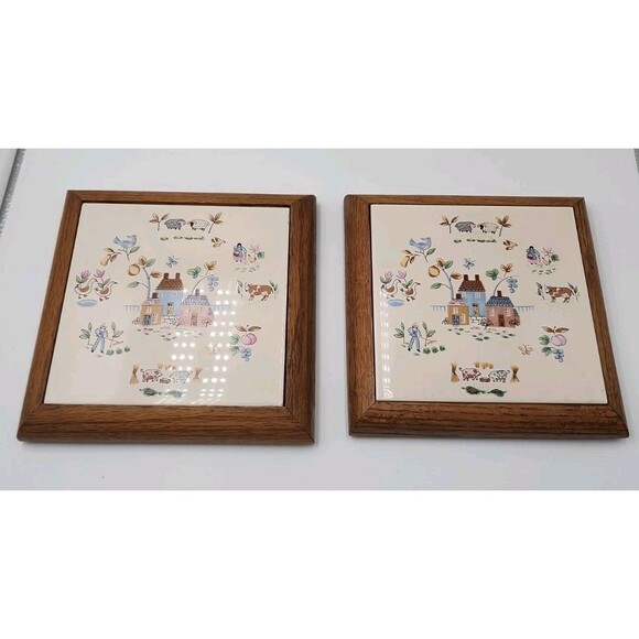 Other - 2 Heartland by International Ceramic And Wood Trivet Wall Plaque Set